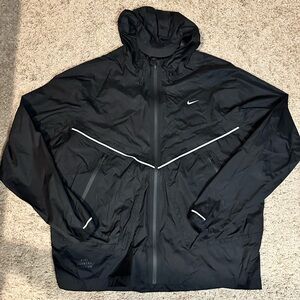 Nike Black Hooded Windbreaker with White Reflective Trim